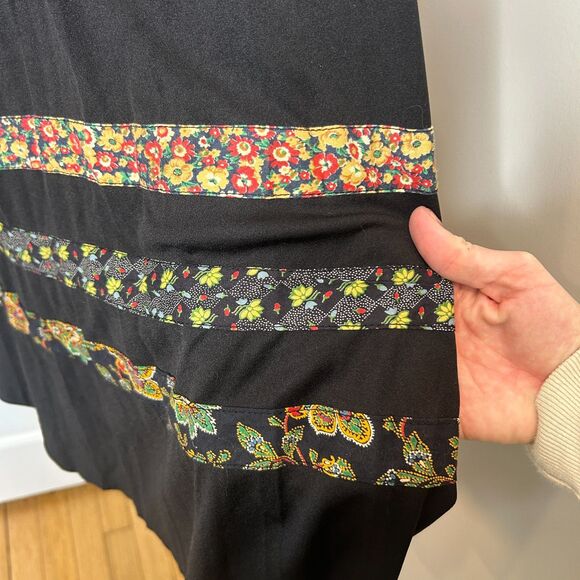 Vintage Young Edwardian by Arpeja Black Prairie Patchwork Maxi Dress 7 XS Small - Picture 6 of 9